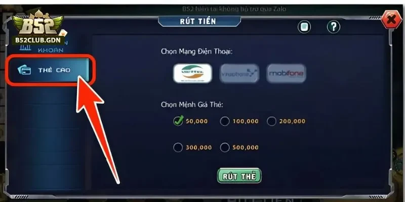 Cách Rút Tiền B52Club Về Tài Khoản Nhanh 30s Rút tiền từ tài khoản B52 Club thông qua thẻ cào