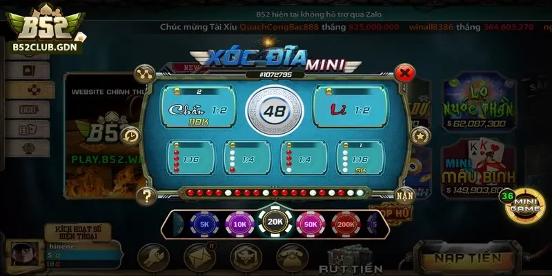 Xóc đĩa mini B52 đầy thú vị Xóc đĩa mini B52 đầy thú vị